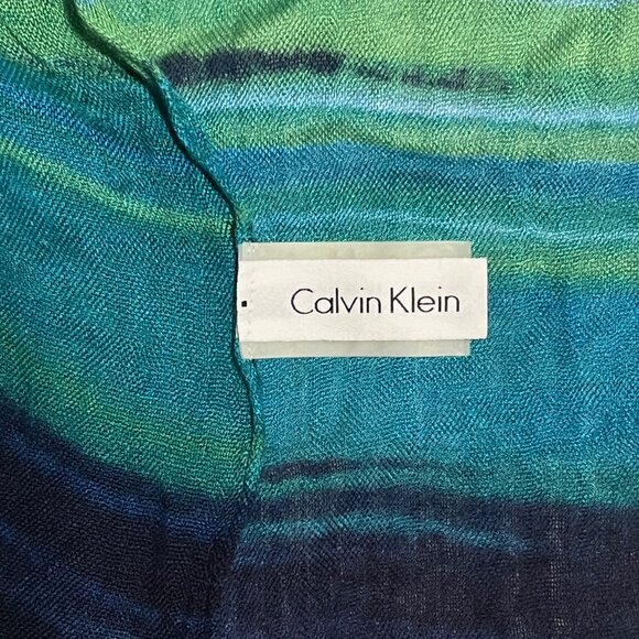 Calvin Klein Blue Striped Scarf - Picture 6 of 6